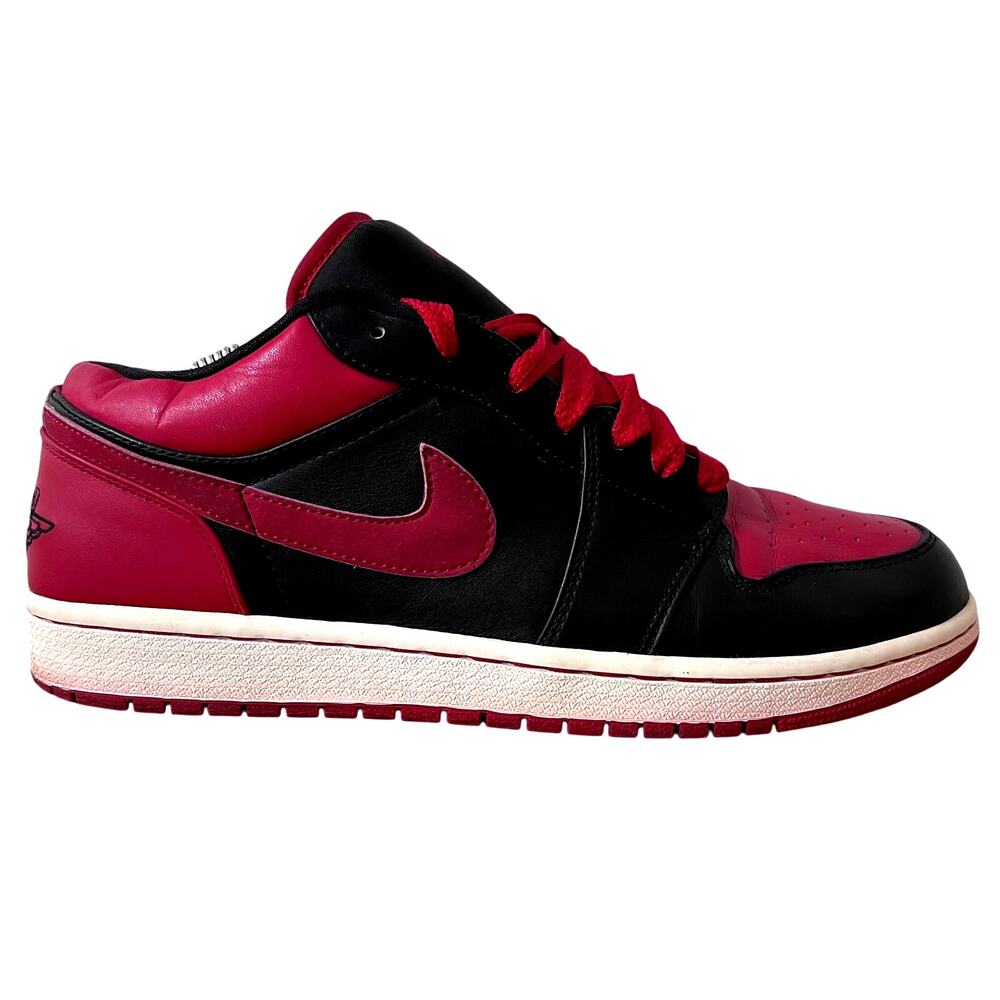 2008 Nike AIR JORDAN 1 Red/Black LOW PHAT BRED Men's Sz 10 338145-061 Sneaker